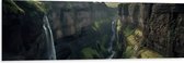 Dibond - Bergen - Waterval - Wolken - Kleuren - 150x50 cm Foto op Aluminium (Wanddecoratie van metaal)
