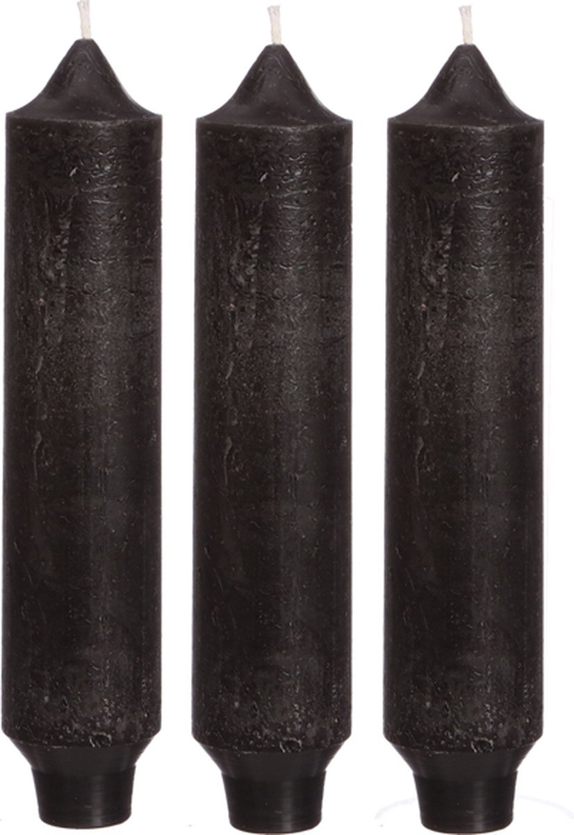 Palermo kaarsen set 3 stuks dia. 3.5 x H 17 cm zwart Hortus