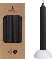 Bol.com Potlood kaarsen set 4 stuks dia. 2.2 x H 20 cm zwart aanbieding
