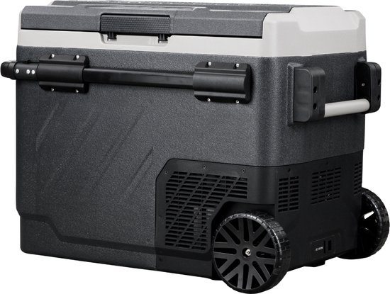 Steamy-E Dual Zone Roller Elektrische Compressor Koelbox Op Wielen - 50 liter - 12V en 230V - voor auto en camping - Zwart