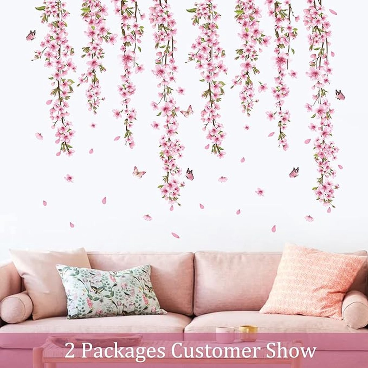 Stickers muraux muraux de vigne à fleurs suspendues, fleur et