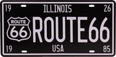 Amerikaans nummerbord - Route 66 Zwart/Wit - Illinois - Metalen bord 15x30