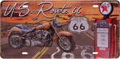 Amerikaans nummerbord - US Route 66 Motor Geel - Gass station - Metalen bord 15x30