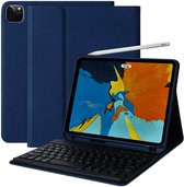 IPS - Hoes met Afneembaar Toetsenbord Geschikt Voor Apple iPad Air 2024 (11 Inch) / Air 2020/2022 (10.9 Inch) - Bluetooth Keyboard Case met Verlichting - Pencil Houder- Blauw