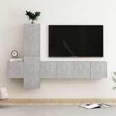 The Living Store Meuble TV Béton gris 60x30x30 cm - Design Pratique - Multiples compartiments - Facile d'entretien - Set de 2 meubles TV (L) et 2 meubles TV (M) - 1 meuble TV (S)