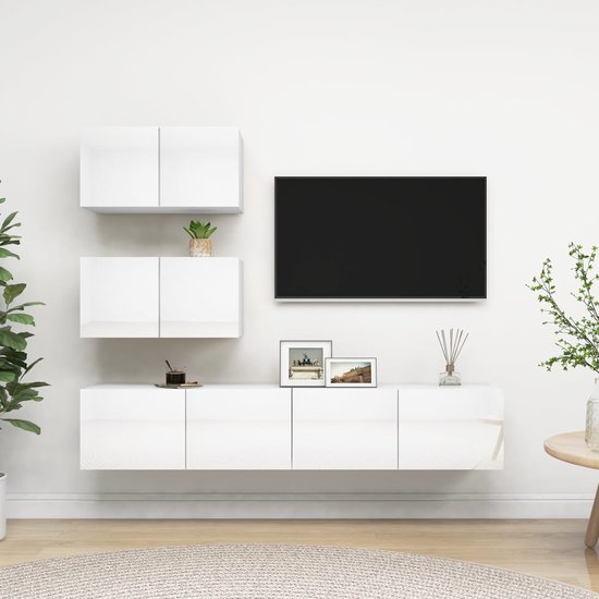 The Living Store Meuble TV - Meuble TV - Blanc brillant - 60 x 30 x 30 cm /  80 x 30 x... | bol