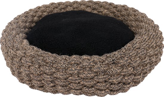 Duvoplus - Dierenkussen - Hond - Espresso Mand Rond Katoentouw L - 64x64x13cm Zwart/bruin - 1st