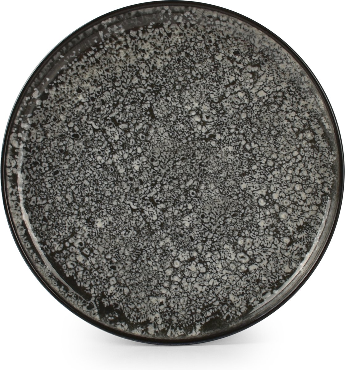 ONA Plat bord 20cm zwart Gravel (Set van 6)