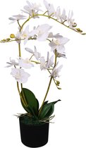 The Living Store Kunst Orchidee - 65 cm - Witte Bloemen - Realistische Uitstraling