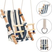 The Living Store Balançoire bébé avec ceinture de sécurité coton bois bleu - Rocking chair