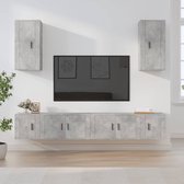 The Living Store TV-meubelset - Classic Betongrijs - 80x34.5x40cm - 40x34.5x40cm - 40x34.5x80cm