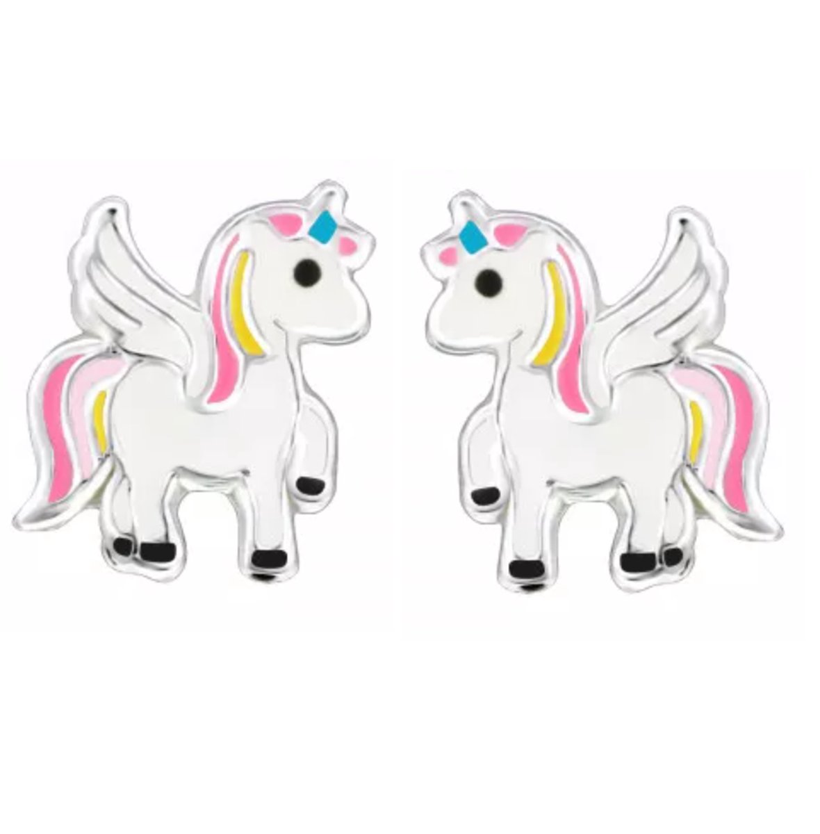 La Rosa Princesa Magic Unicorn Eenhoorn Oorknopjes Echt Zilver - Meisjes Oorstekers Pony Oorbellen