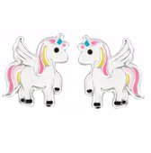 La Rosa Princesa Magic Unicorn Eenhoorn Oorknopjes Echt Zilver - Meisjes Oorstekers Pony kinderoorbellen