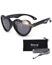 Maesy - lunettes de soleil pour bébé Maes - flexible pliable - élastique réglable - protection UV400 polarisée - garçons et filles - lunettes de soleil pour bébé en forme de coeur - noir