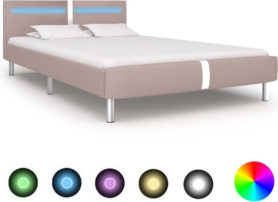 The Living Store Bedframe LED-strip - Cappuccino - 120 x 200 cm