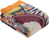 Katoenen sprei 200 x 230 cm, zachte deken kan worden gebruikt als bankkussen voor bedbankdeken als bankdeken Kleurrijk zonontwerp