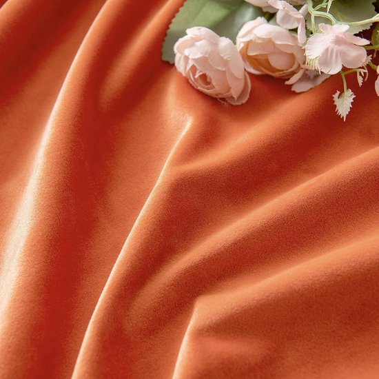 Velours Gordijnen 140 X 230 Cm Oranje - Set Van 2 Kant-en-Klaar Met Oogjes, Dik 250 G/m²