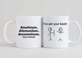 2 Grappige Mokken - Amulinium.. Allemunilum.. Annemelinum.. Soort metaal.. + I've got your back - grappig