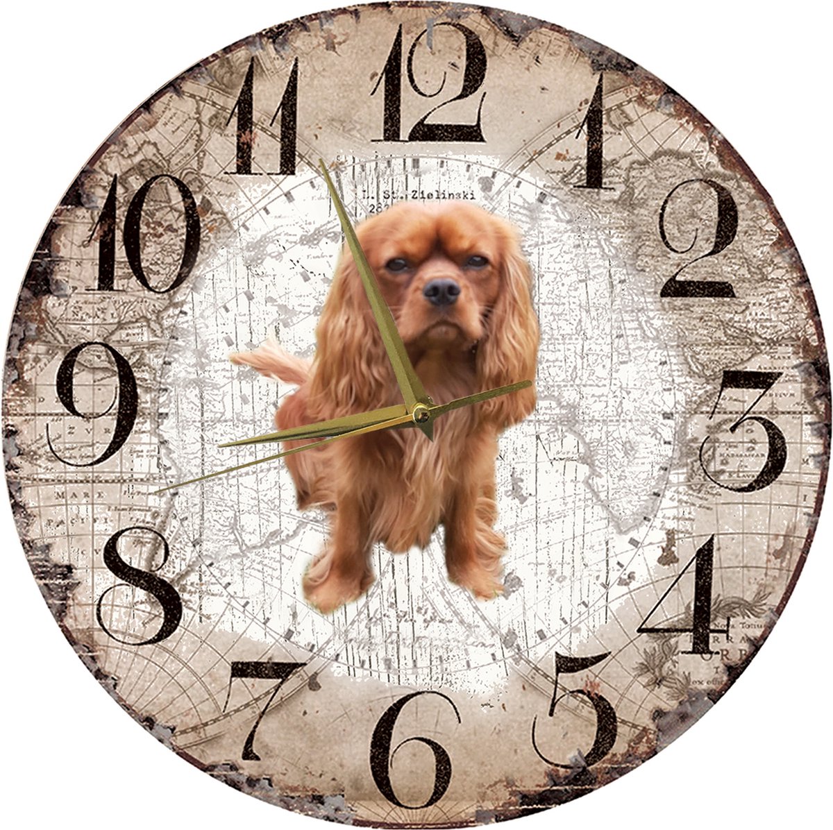 Houten Klok - 30cm - Hond - King Charles