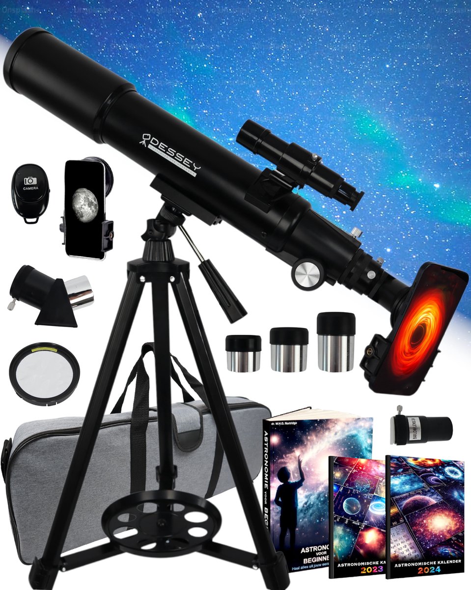 ODESSEY® BLACK HOLE Edition Refractor Telescoop 250 X Zoom – Sterrenkijker  – Telescoop... | bol.com
