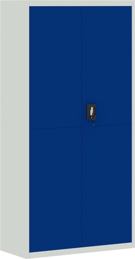 vidaXL - Archiefkast - 90x40x180 - cm - staal - lichtgrijs - en - blauw