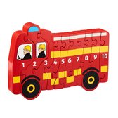 Houten puzzel Brandweerwagen - Leren tellen 1-10
