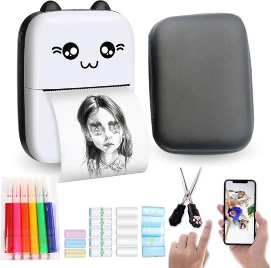 ZAKVOP mini drucker für Smartphone, mini Tragbare Fotodrucker, mini Pocket Printer, Bluetooth thermodrucker für iOS und Android, Aufkleber drucker für Journal, Notizen, Liste, Memo - Blau