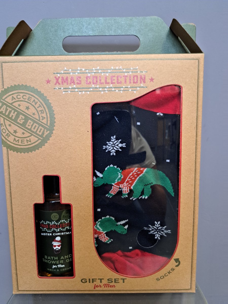 Goedkoopste geschenk set mannen - men' s collection xmas gift set - berken - ceder - dino kerst kousen