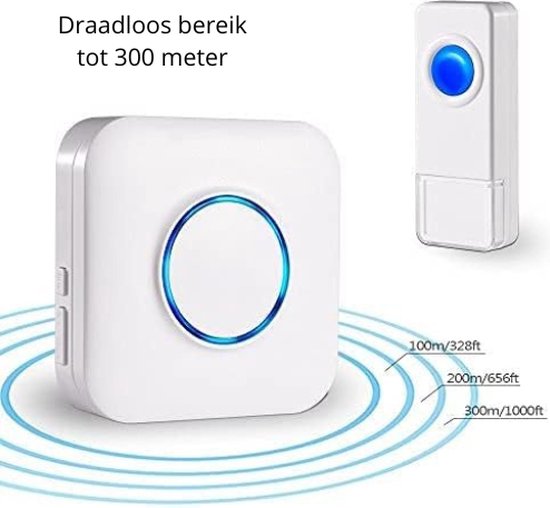 draadloze deurbel 4 ontvangers - Wireless Doorbell - IP55 Waterdicht - 300m Draadloos Bereik - Wit — afbeelding 4