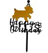 Acryl taart topper Happy Birthday voor de hond goud met zwart - hond - taarttopper - verjaardag