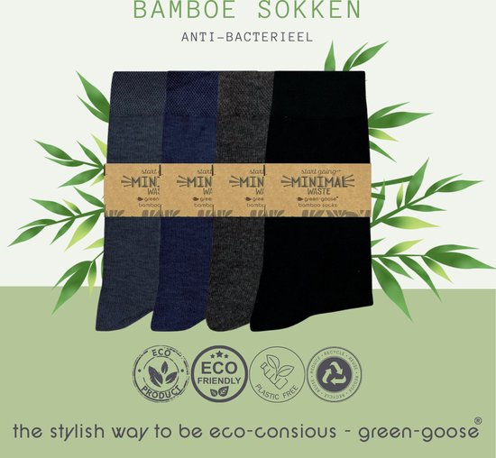green-goose® Luxe Bamboe Sokken | 4 Paar | Relief | 43 - 46 | 80% Bamboevezel | Zacht en Duurzaam