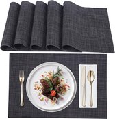 Set van 6 placemats, hittebestendig PVC, antislip hittebestendige placemats, aangroeiwerend en wasbaar