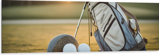 Dibond - Golf - Golfbal - Sport - Hobby - Tas - Gras - 150x50 cm Foto op Aluminium (Met Ophangsysteem)