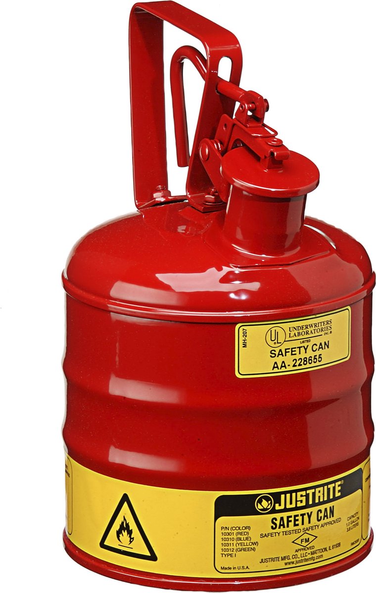 Justrite Type I-blikjes beschermen werknemers en verminderen brandrisico's 29.2cm x 29.2cm Rood