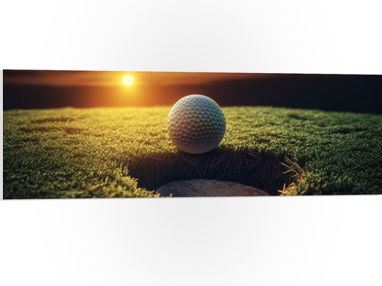 PVC Schuimplaat- Golf - Golfbal - Zonsondergang - 120x40 cm Foto op PVC Schuimplaat