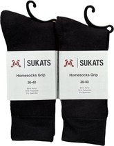 Sukats® Huissokken - Antislip sokken - Gripsokken - Bedsokken Dames - ABS - Met Grip - 2 Paar - Maat 36-40 - Zwart - Meerdere Maten en Varianten