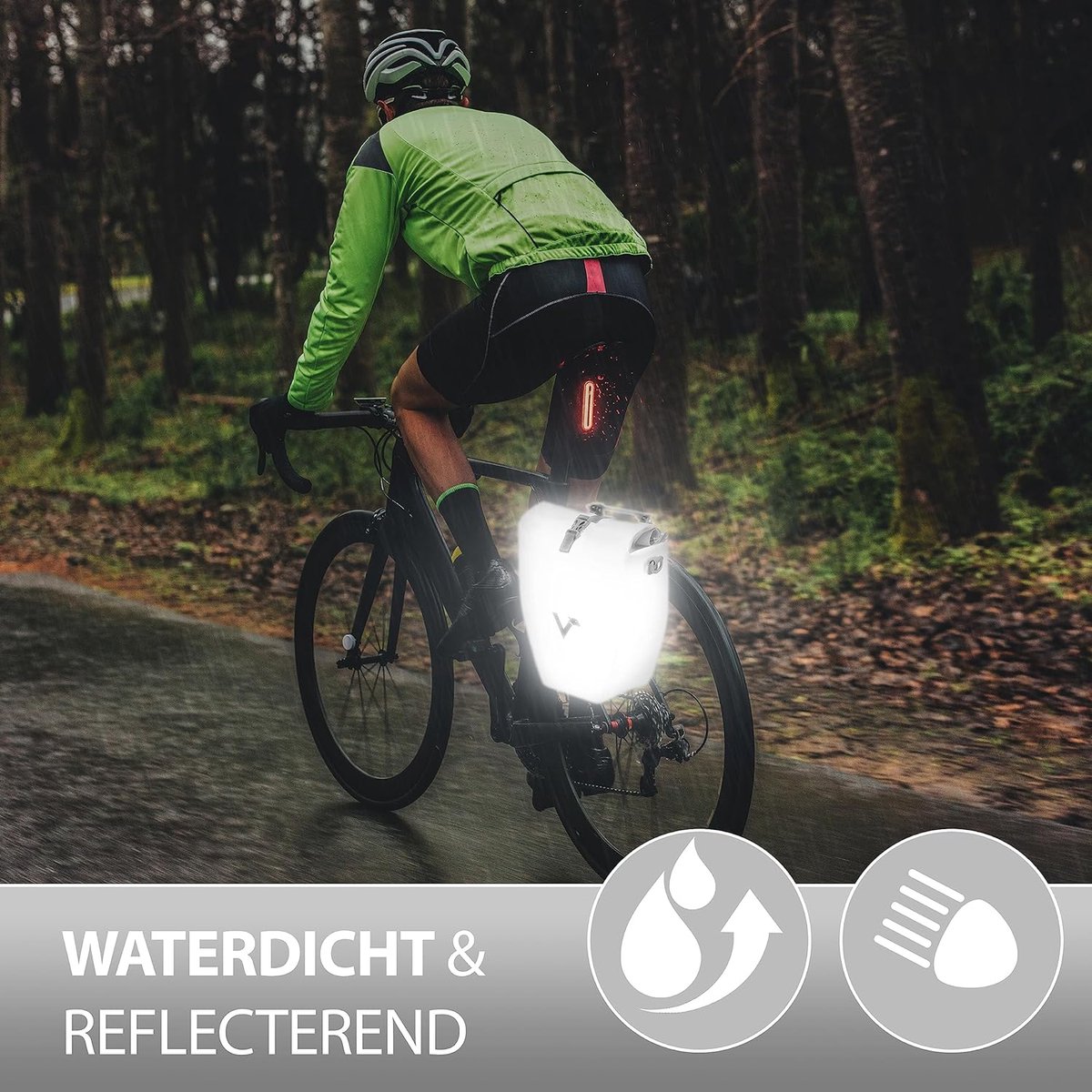 Grote & Waterdichte Draagtas - 20L Capaciteit - Fietstas voor Bagagedrager met Reflectoren