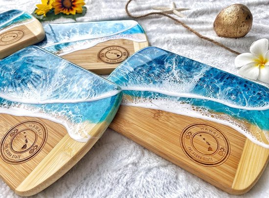 Serveerplankje – HAWAI’I Ocean - epoxy - handgemaakt