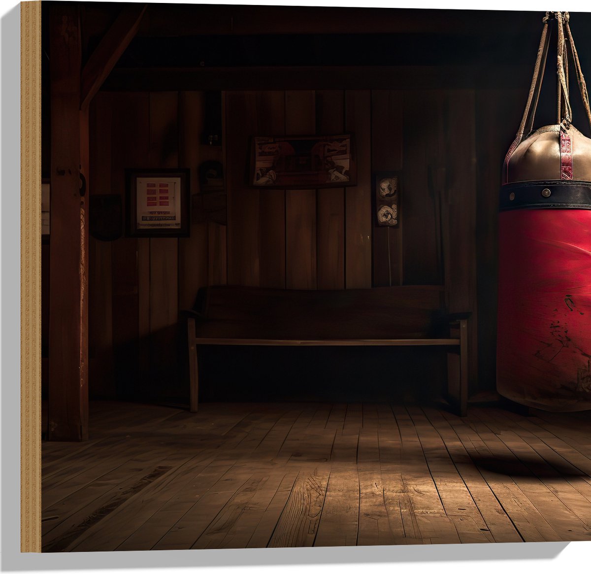 Hout - Kamer - Bokszak - Palen - Sporten - Hout - 50x50 cm - 9 mm dik - Foto op Hout (Met 