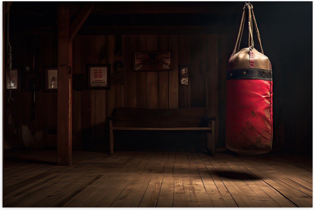 Poster (Mat) - Kamer - Bokszak - Palen - Sporten - Hout - 90x60 cm Foto op Posterpapier me