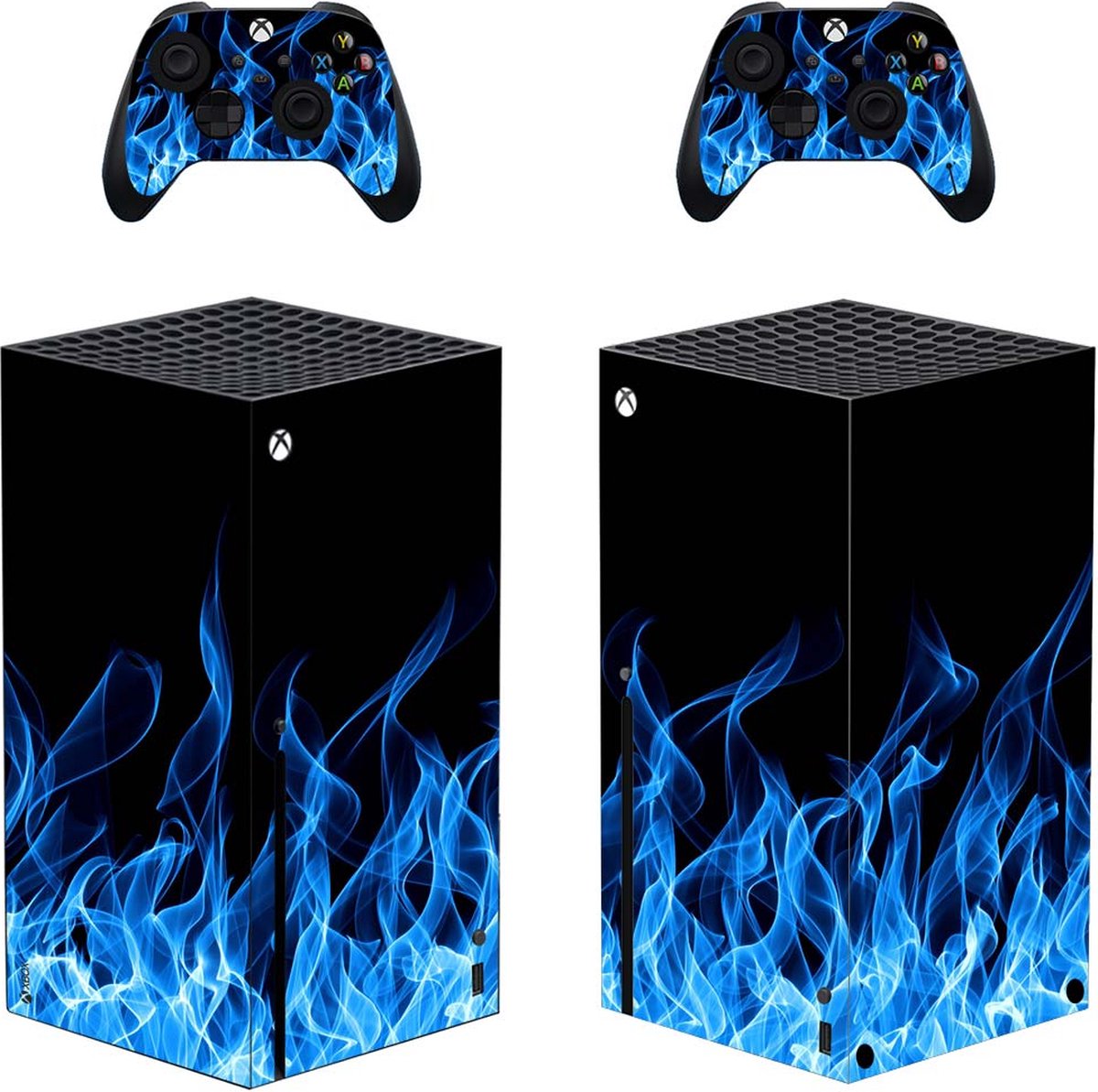 Xbox Series X - Console Skin - The Devils Fire - 1 console en 2 controller stickers