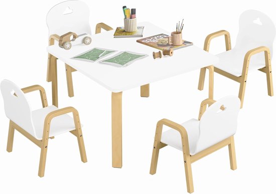 Set de 4 chaises enfant, chaise avec accoudoirs, chaise en bois, chaise de  bureau pour... | bol