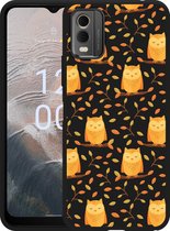 Cazy Hoesje Zwart geschikt voor Nokia C32 Cute Owls