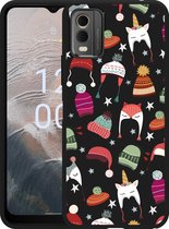 Cazy Hoesje Zwart geschikt voor Nokia C32 Winter Hats