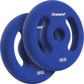 ScSPORTS® - Plaques de musculation en néoprène - Set de 2 - Gym à domicile - Respectueux du sol - 10 kg - 5 kg chacune - Blauw