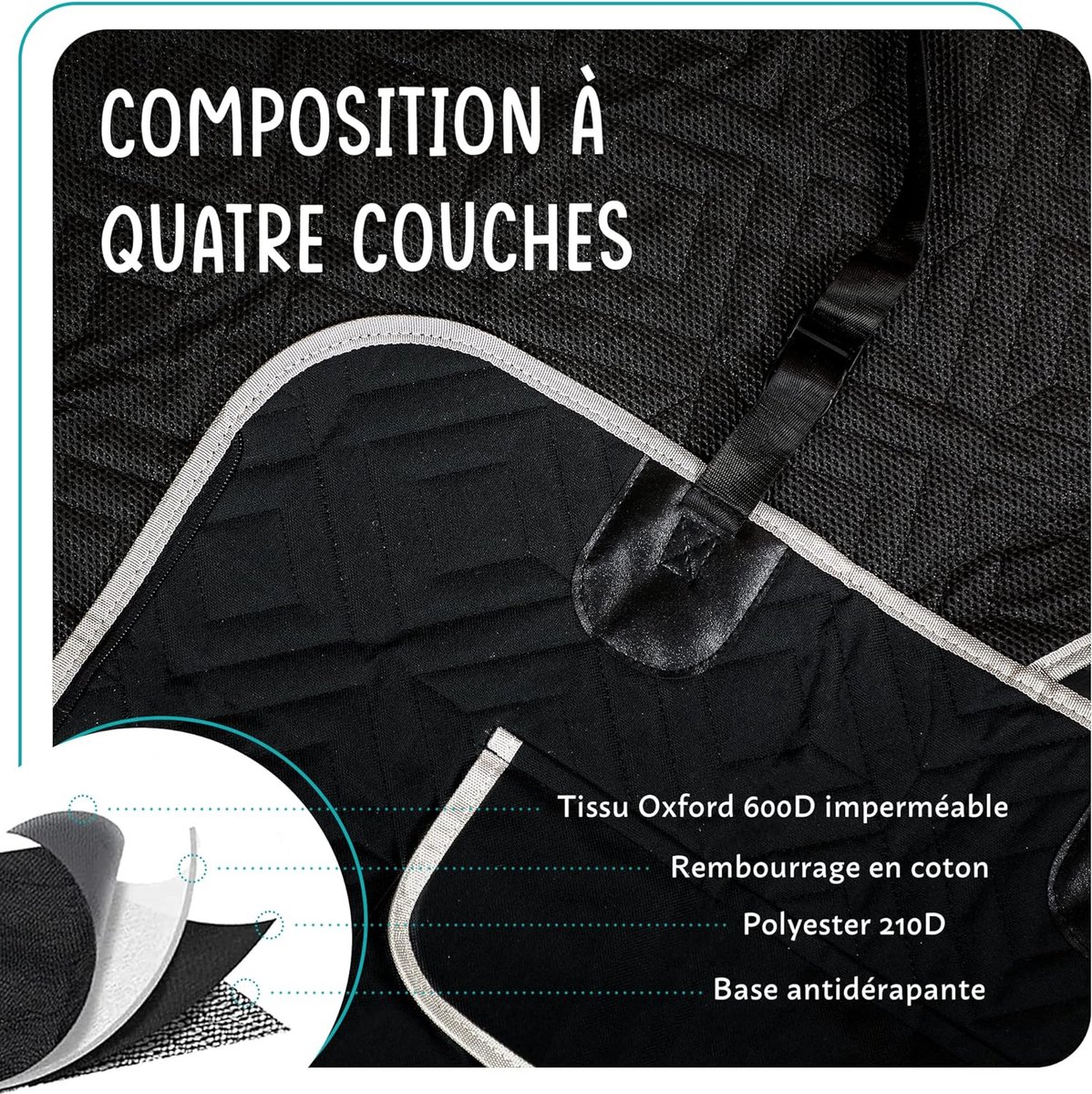 Housse Siège Auto Chien EULANT - Cuir Étanche 130x63cm Avec Protection Griffes