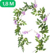 SSKHE 2 stuks, 2 m kunstbloemen, Wisteria, decoratie, slinger