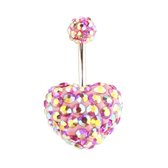 Fako Bijoux® - Piercings pour nombril - Disco Dots Duo - Coeur - Rose MC