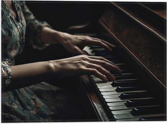 Vlag - Muziek - Piano - Handen - Mens - Jurk - 40x30 cm Foto op Polyester Vlag