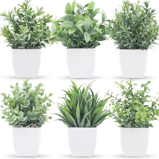 Kunstplanten Binnen 2-Pack Kunstplanten Decoratie Ingemaakte Kunstplanten Voor Binnen Buiten Huisdecoratie Met Witte Houten Hek Simulatie Plant Ingemaakte